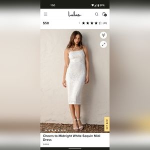 Lulu's cheers to midnight sequin dress midi white xs wedding bridal shower